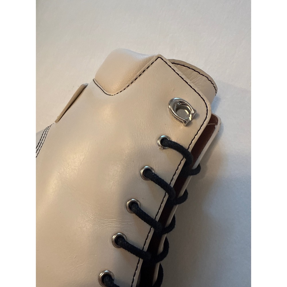 Coach Lorimer Leather Combat Boots Off White Chalk G5293  Women's 10B - Picture 3 of 7